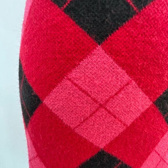 ZARA Girly Red Pink Black Argyle Diamond Stretchy Knit Dress – Preppy Y2K Small - Picture 8 of 12